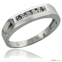 10k White Gold Ladies Diamond Wedding Band Ring 0.03 cttw Brilliant Cut, 3/16 in wide -Style 10w009lb