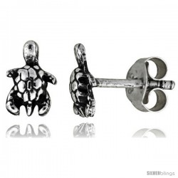 Tiny Sterling Silver Turtle Stud Earrings 5/16 in -Style Es13