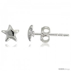 Tiny Sterling Silver Star Stud Earrings 5/16 in