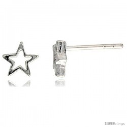 Tiny Sterling Silver Cut-out Star Stud Earrings