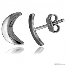 Tiny Sterling Silver Half Moon Stud Earrings 3/8 in