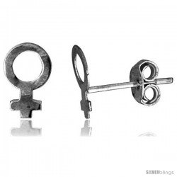 Tiny Sterling Silver Female Sign Stud Earrings 5/16 in