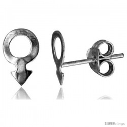 Tiny Sterling Silver Male Sign Stud Earrings 5/16 in
