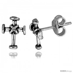 Tiny Sterling Silver Cross Stud Earrings 3/8 in -Style Es147