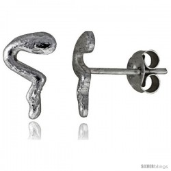 Tiny Sterling Silver Snake Stud Earrings 7/16 in