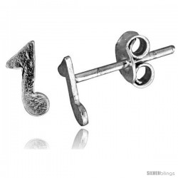 Tiny Sterling Silver Musical Note Stud Earrings 5/16 in