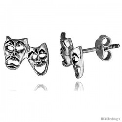 Tiny Sterling Silver Drama Masks Stud Earrings 3/8 in