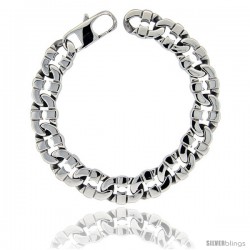 Stainless Steel Men's Flat Mariner Link Bracelet Hefty Hand Made High polish 1/2 in wide, size 8.5 in