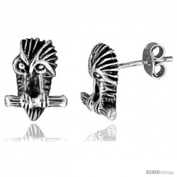 Tiny Sterling Silver Owl Stud Earrings 7/16 in