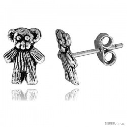 Tiny Sterling Silver Bear Stud Earrings 3/8 in -Style Es160