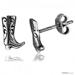 Tiny Sterling Silver Boot Stud Earrings 5/16 in