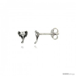 Tiny Sterling Silver Elephant Stud Earrings 5/16 in