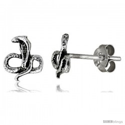 Tiny Sterling Silver Snake Stud Earrings 5/16 in