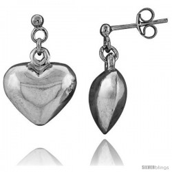 Tiny Sterling Silver Heart Earrings 5/8 in