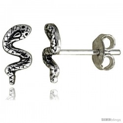 Tiny Sterling Silver Snake Stud Earrings 5/16 in -Style Es18
