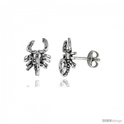 Tiny Sterling Silver Scorpion Stud Earrings 7/16 in