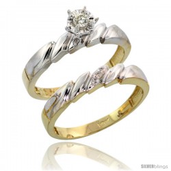 10k Yellow Gold Ladies' 2-Piece Diamond Engagement Wedding Ring Set, 5/32 in wide