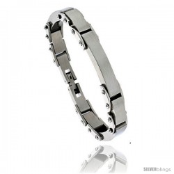 Stainless Steel Solid Heavy Link ID Bracelet 3/8 in wide, 8 1/2 in long