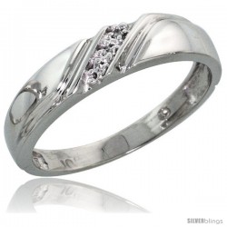 10k White Gold Ladies Diamond Wedding Band Ring 0.02 cttw Brilliant Cut, 3/16 in wide -Style 10w010lb