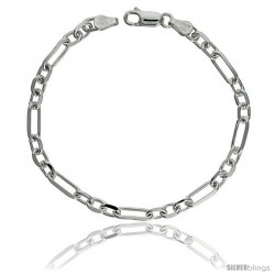 Sterling Silver Italian Diamond Cut Figaro-Cable Chain Necklaces & Bracelets 5mm wide Nickel Free