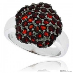 Sterling Silver & Rhodium Plated Star Ring, w/ 2mm High Quality Ruby CZ's, 5/8" (16 mm) wide