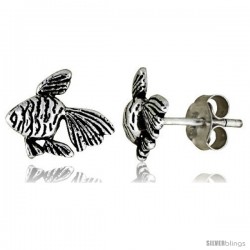 Tiny Sterling Silver Fish Stud Earrings 5/16 in -Style Es22