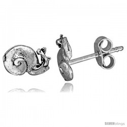 Tiny Sterling Silver Snail Stud Earrings 3/8 in