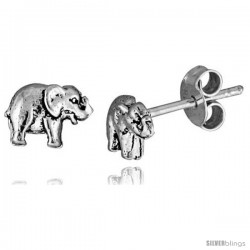 Tiny Sterling Silver Elephant Stud Earrings 5/16 in -Style Es239