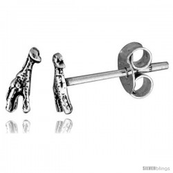 Tiny Sterling Silver Giraffe Stud Earrings 1/2 in