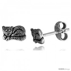 Tiny Sterling Silver Cat Stud Earrings 5/16 in -Style Es245