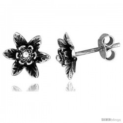 Tiny Sterling Silver Flower Stud Earrings 3/8 in