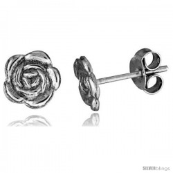 Tiny Sterling Silver Flower Stud Earrings 5/16 in