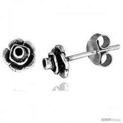 Tiny Sterling Silver Flower Stud Earrings