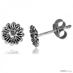 Tiny Sterling Silver Flower Stud Earrings 5/16 in -Style Es254