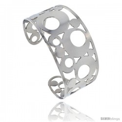Stainless Steel Cuff Bangle Bracelet Bubble Pattern Cut-out 1 3/4 in wide, size 7.5 in