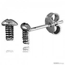 Tiny Sterling Silver Screw Stud Earrings 1/4 in