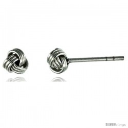 Tiny Sterling Silver Knot Stud Earrings 3/16 in