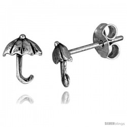 Tiny Sterling Silver Umbrella Stud Earrings 5/16 in