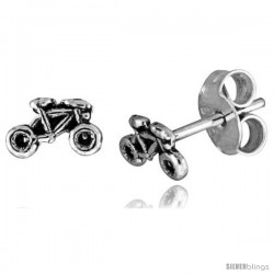 Tiny Sterling Silver MOTORCYCLE Stud Earrings 5/16 in