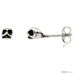 Tiny Sterling Silver Alien Skull Stud Earrings