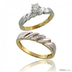 10k Yellow Gold 2-Piece Diamond wedding Engagement Ring Set for Him & Her, 4mm & 5mm wide