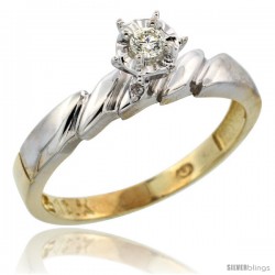 10k Yellow Gold Diamond Engagement Ring, 5/32 in wide