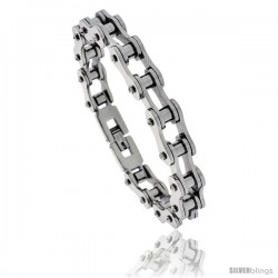 Stainless Steel Solid Link Bicycle Chain Bracelet 7/16 in wide