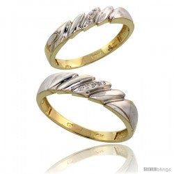 10k Yellow Gold Diamond 2 Piece Wedding Ring Set His 5mm & Hers 4mm