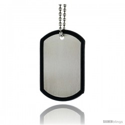 Stainless Steel Dog Tag and Silencer Full Size 2 x 1 1/4 in with 30 in 2 mm Ball Chain.