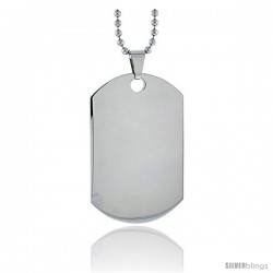 Stainless Steel Dog Tag Heavy Gauge Full Size 2 x 1 1/4 in. with 24 in. 2 mm Ball Chain