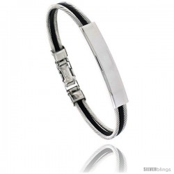 Stainless Steel Cable & Rubber ID Bracelet, 5/16 in wide