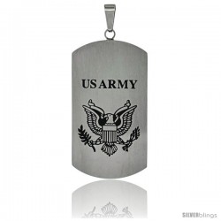 Stainless Steel US Army Dog Tag Pendant, 1 3/4 x 15/16 in (43mm x 24 mm), w/ 24 in. 2 mm Ball Chain