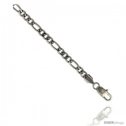 Stainless Steel Figaro Chain Necklace 5.5 mm (7/32 in) wide