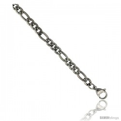 Stainless Steel Figaro Chain Necklace 6 mm (1/4 in) wide